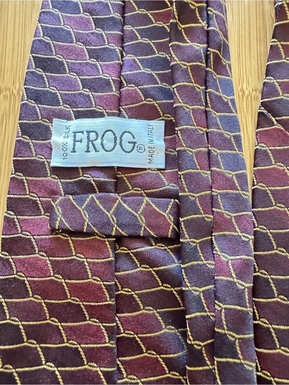 FROG Brand Men’s Geometric Print Silk Neckties- Set Of 2- Made in Italy 60”